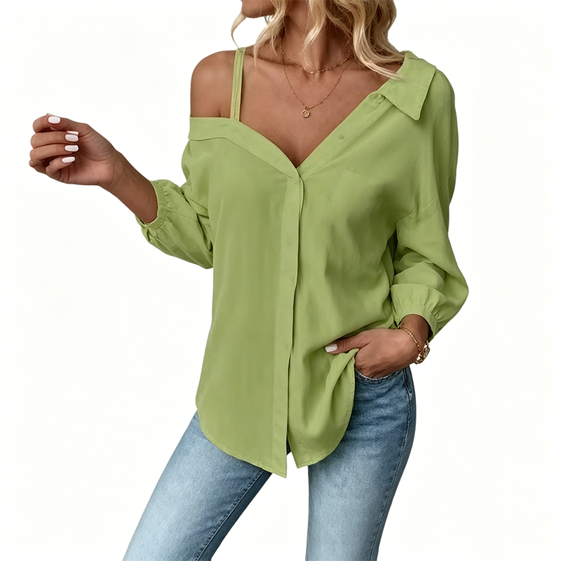 ⏳Time-Limited Special⏰Women's Casual Off-Shoulder Button-Down Shirt