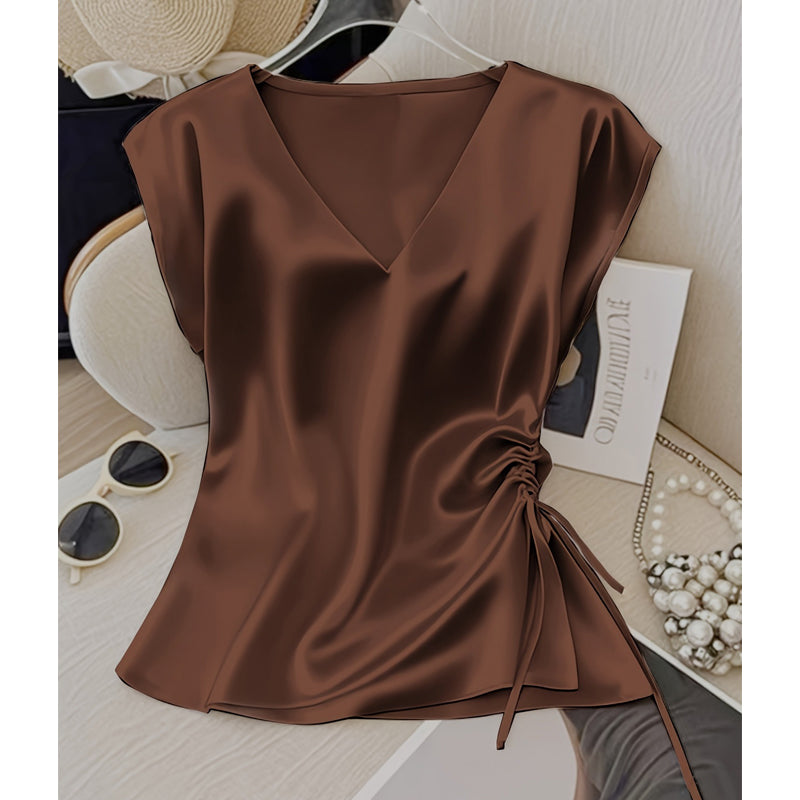 Women's Solid Color Silky V-Neck Tank Top
