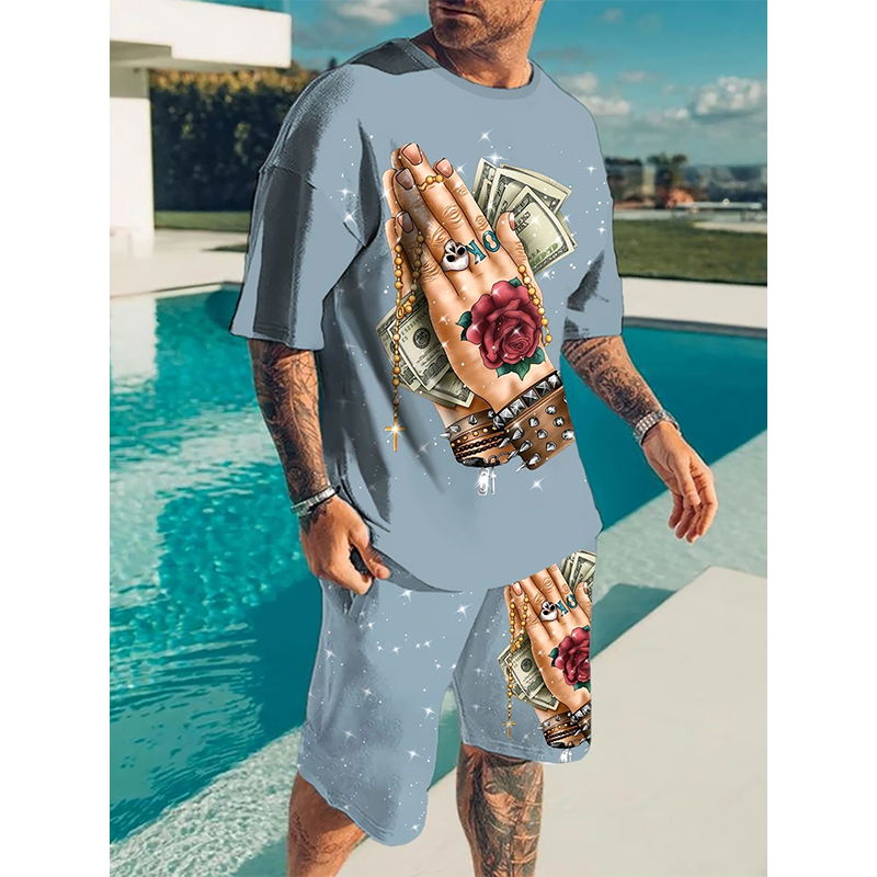 Men's Casual Top & Shorts 2-Piece Set