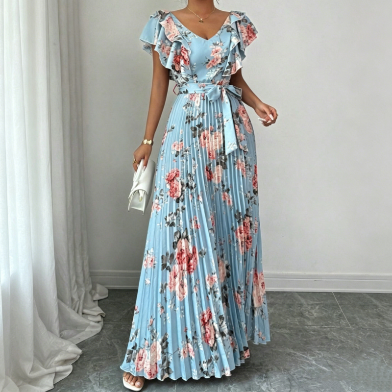 ๐ LIMITED-TIME 50% OFF! โจ Women's Retro Floral Pleated Maxi Dress โ Flowy, Elegant, Boho Chic ๐ธ