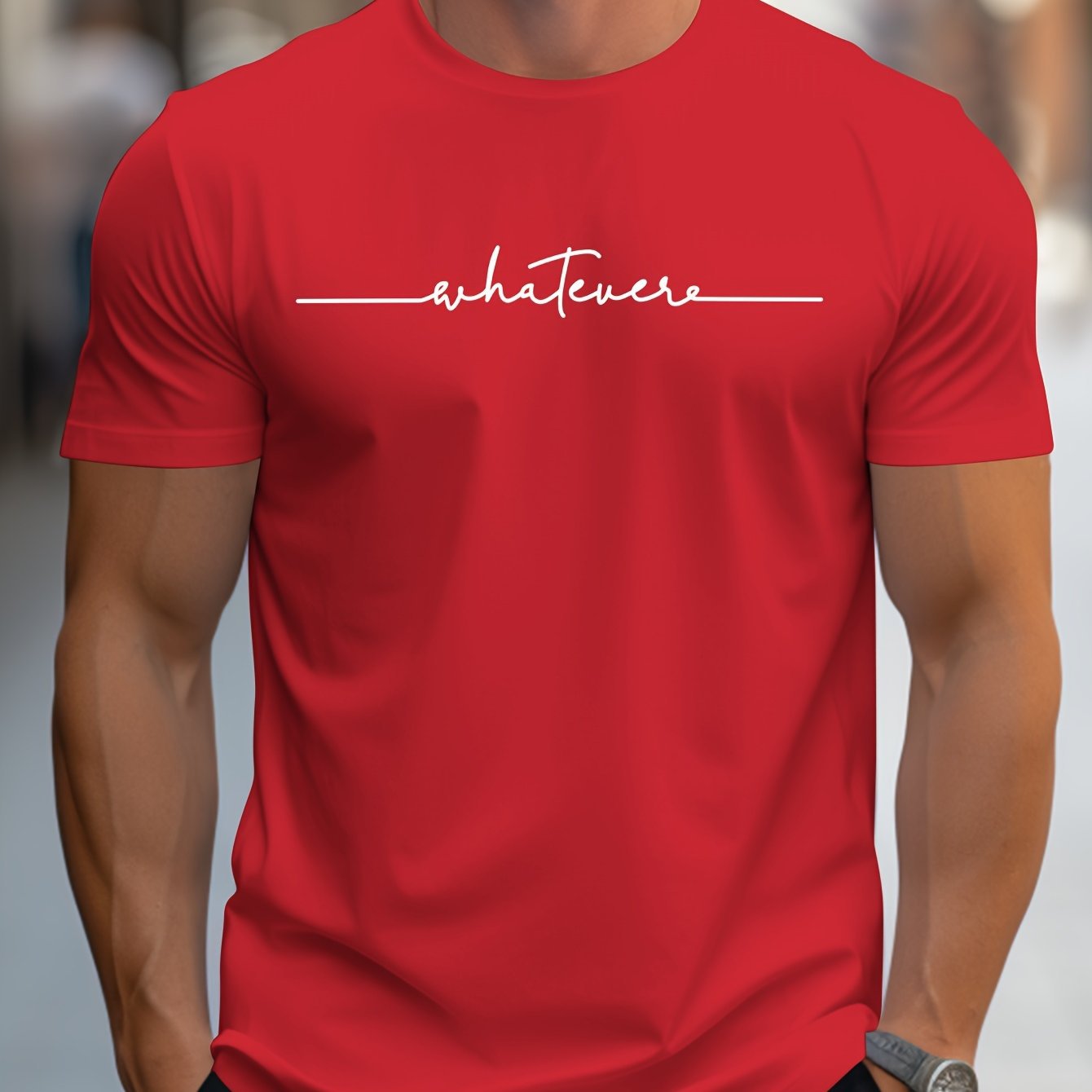 ๐ LIMITED-TIME 50% OFF! โจ Men's Summer Graphic Print Crew Neck T-Shirt โ Minimalist Script, Athletic Fit, Breathable ๐ฅ