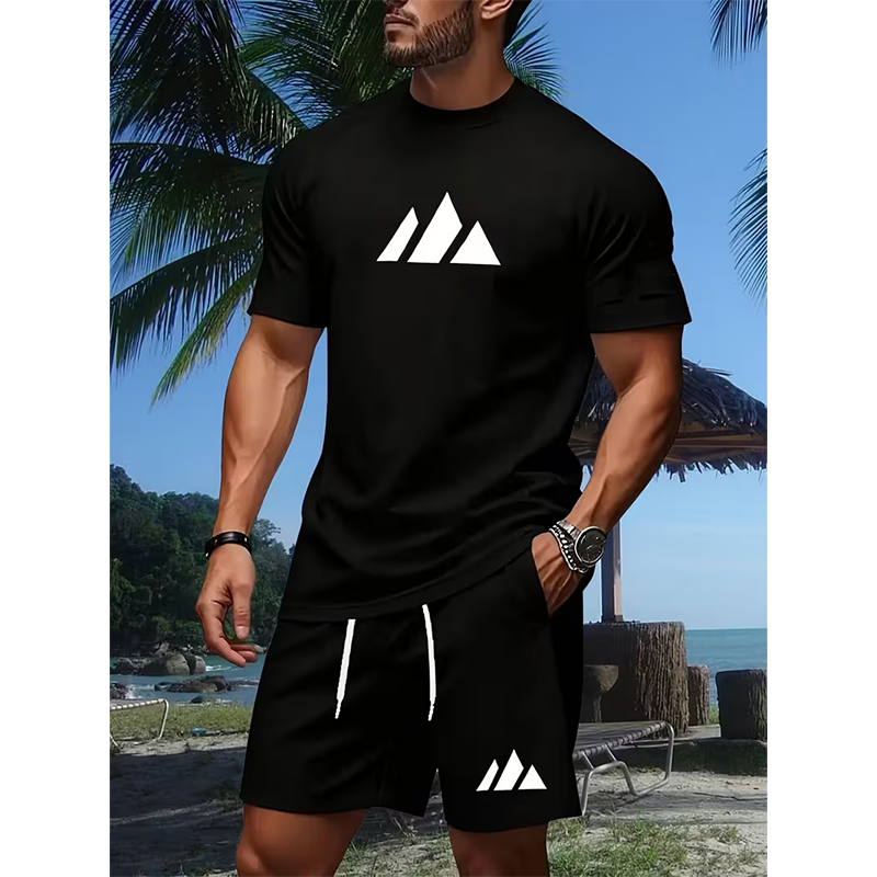 👕 LIMITED-TIME 50% OFF! ✨ Men's Short Sleeve T-Shirt & Drawstring Shorts Set – Geometric Print, Breathable, Versatile 🔥