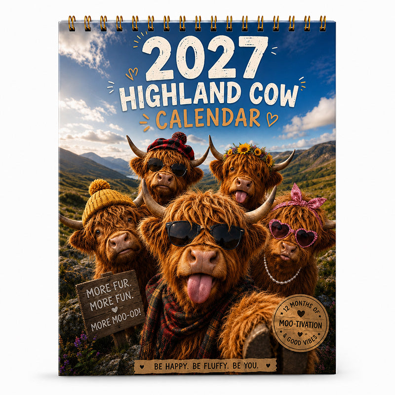 2027 Highland Cow Wall Calendar
