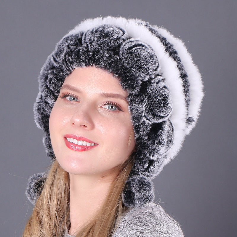 Pousbo® Women's Warm Rex Rabbit Fur Hat