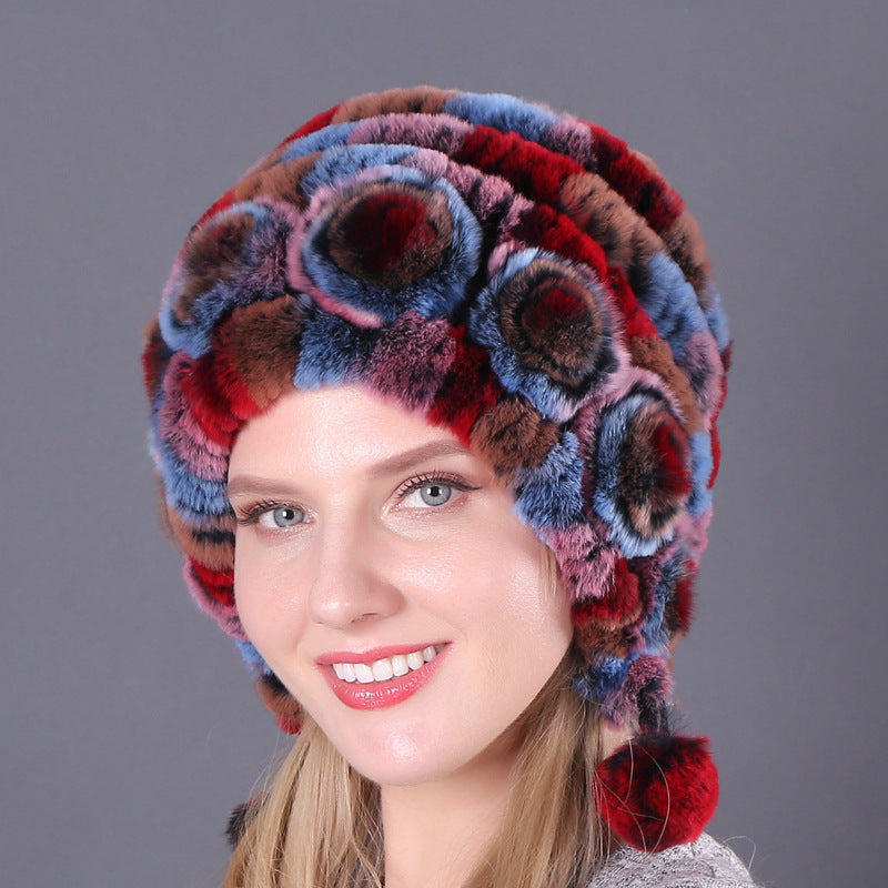 Pousbo® Women's Warm Rex Rabbit Fur Hat