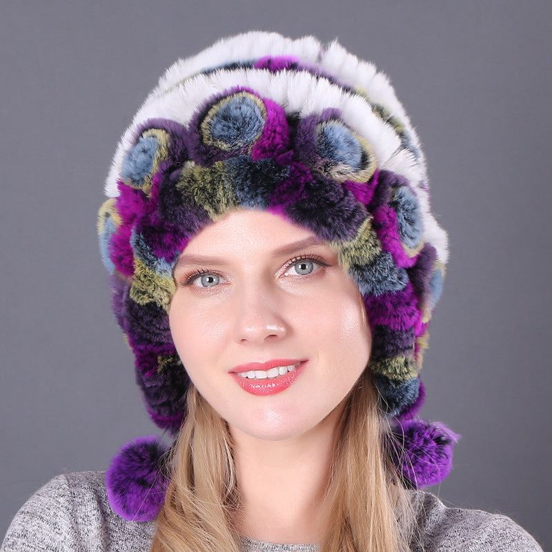 Pousbo® Women's Warm Rex Rabbit Fur Hat