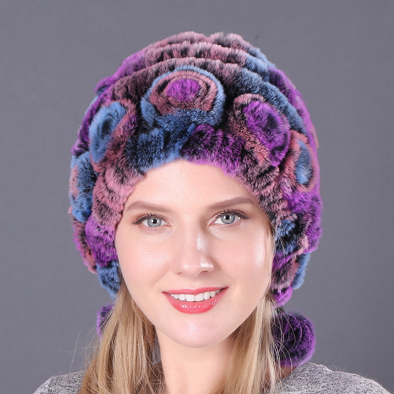 Pousbo® Women's Warm Rex Rabbit Fur Hat