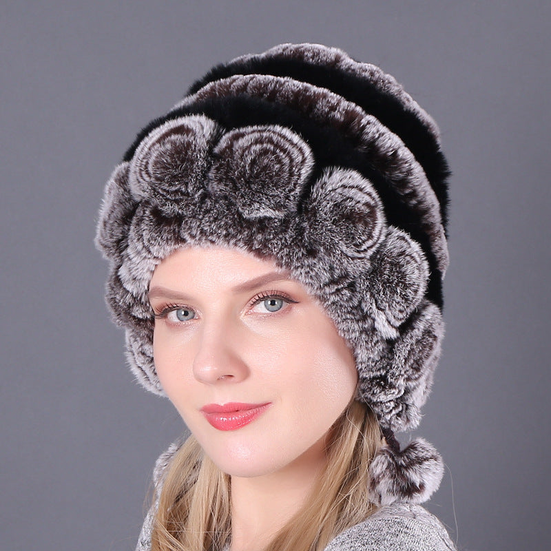 Pousbo® Women's Warm Rex Rabbit Fur Hat