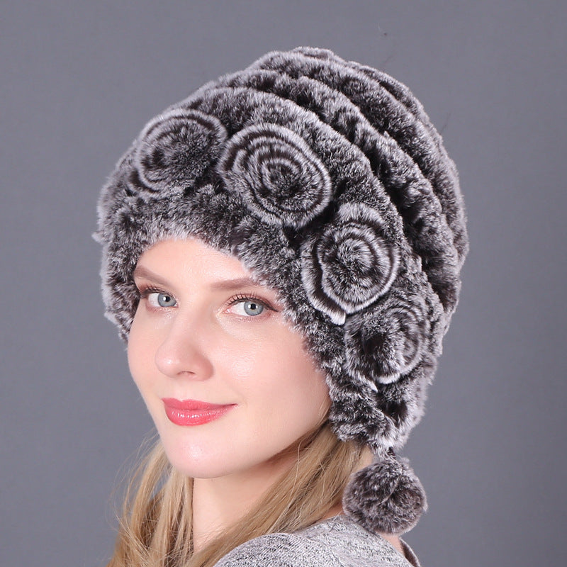 Pousbo® Women's Warm Rex Rabbit Fur Hat