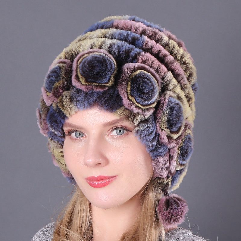 Pousbo® Women's Warm Rex Rabbit Fur Hat