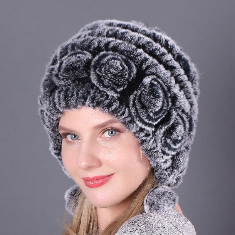 Pousbo® Women's Warm Rex Rabbit Fur Hat