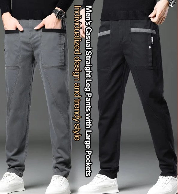 Men's Casual Stretch Straight Leg Pants with Large Pockets(50% OFF)