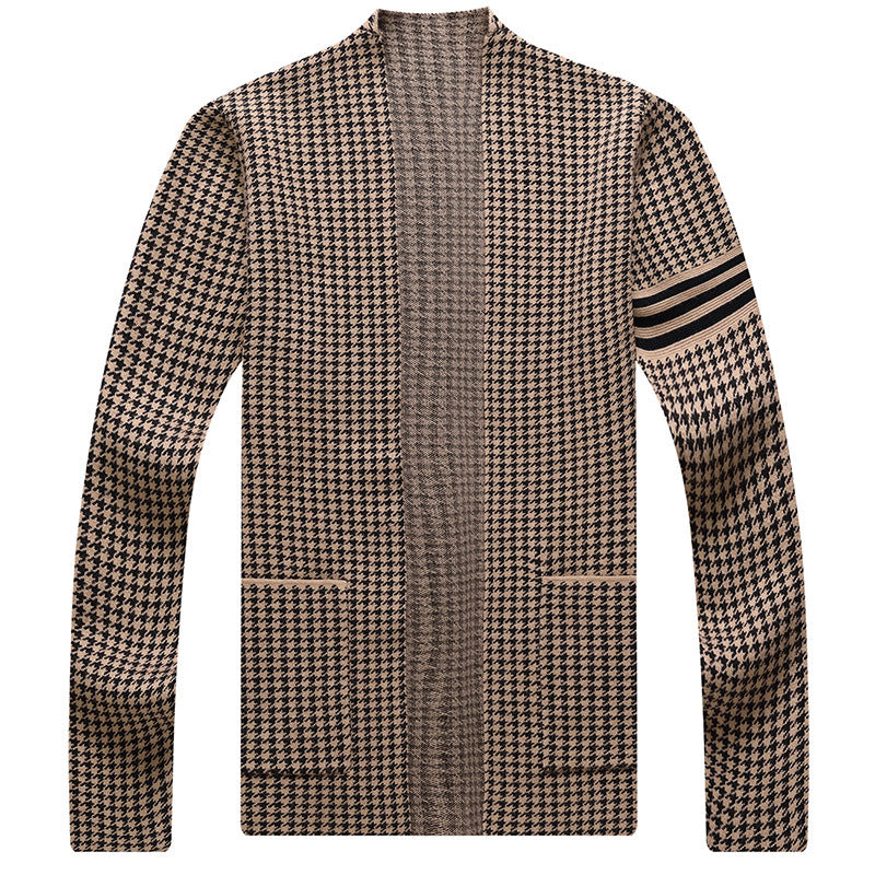 Ideal Gift - Men's Houndstooth Knitted Cardigan(50% OFF)