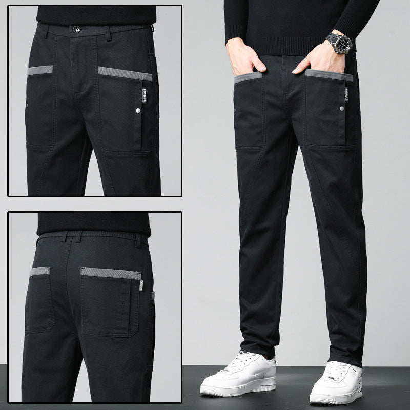 Men's Casual Stretch Straight Leg Pants with Large Pockets(50% OFF)