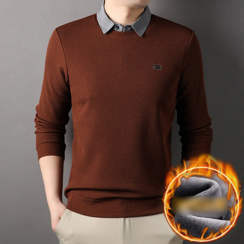 False Two-Piece Men's Warm Knit Sweater(50% OFF)