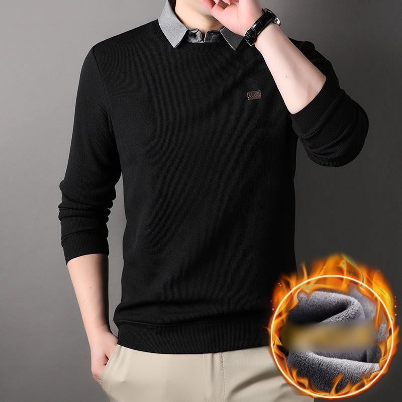 False Two-Piece Men's Warm Knit Sweater(50% OFF)