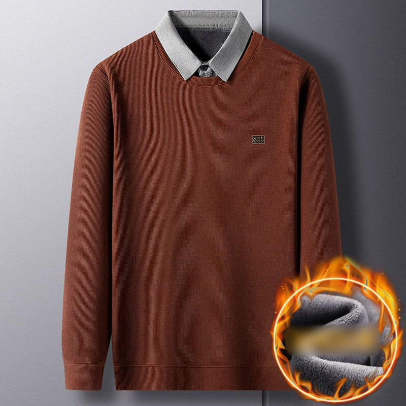 False Two-Piece Men's Warm Knit Sweater(50% OFF)