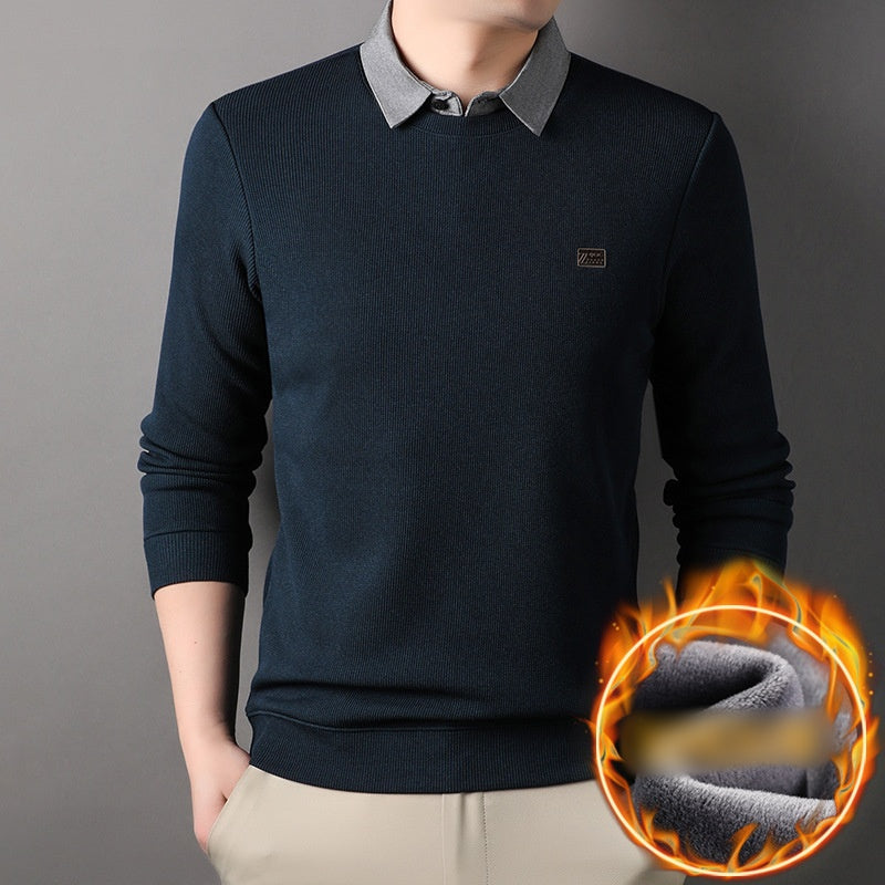 False Two-Piece Men's Warm Knit Sweater(50% OFF)