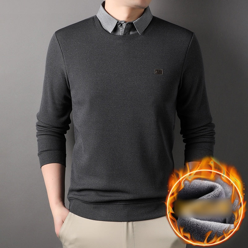 False Two-Piece Men's Warm Knit Sweater(50% OFF)