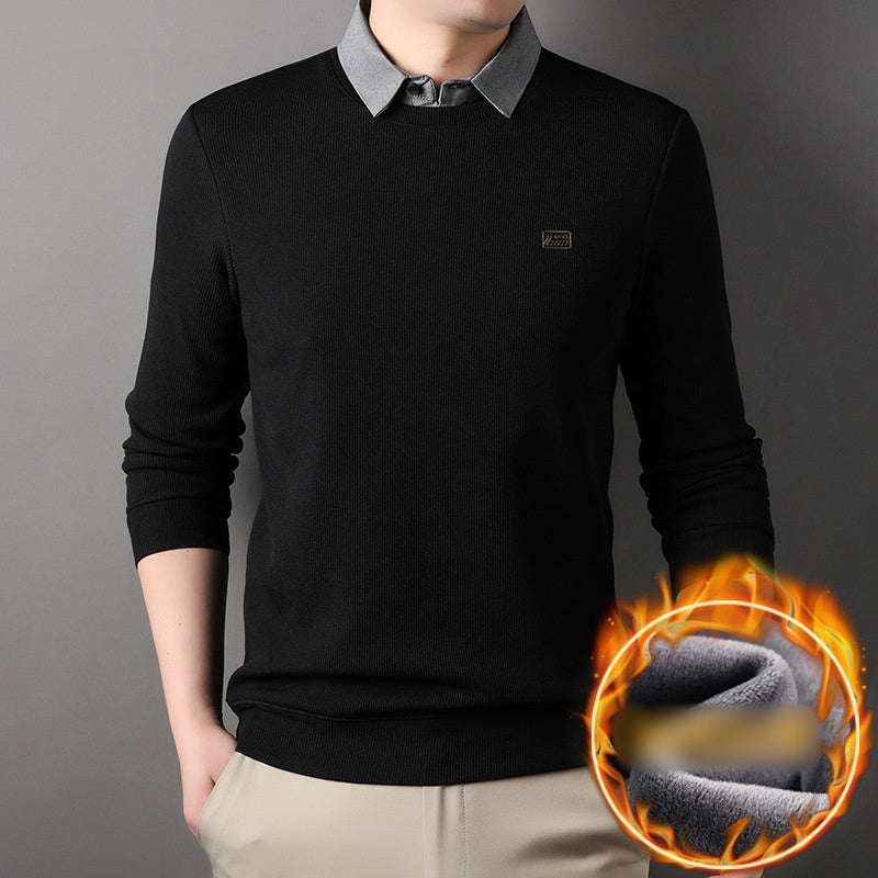 False Two-Piece Men's Warm Knit Sweater(50% OFF)