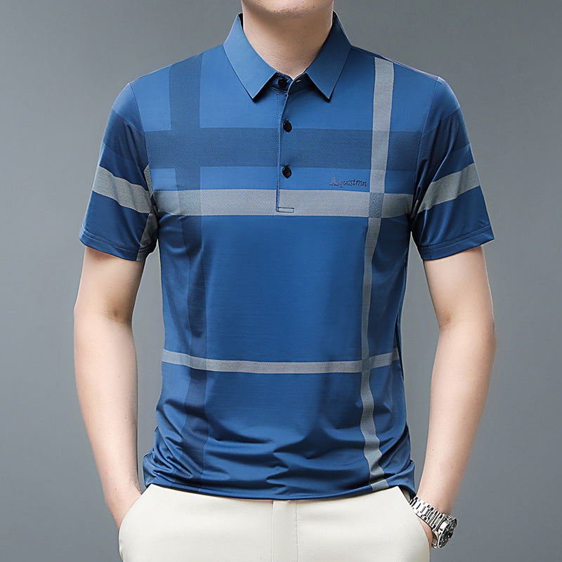 Men's Summer Striped Short Sleeve Lapel Shirt(50% OFF)