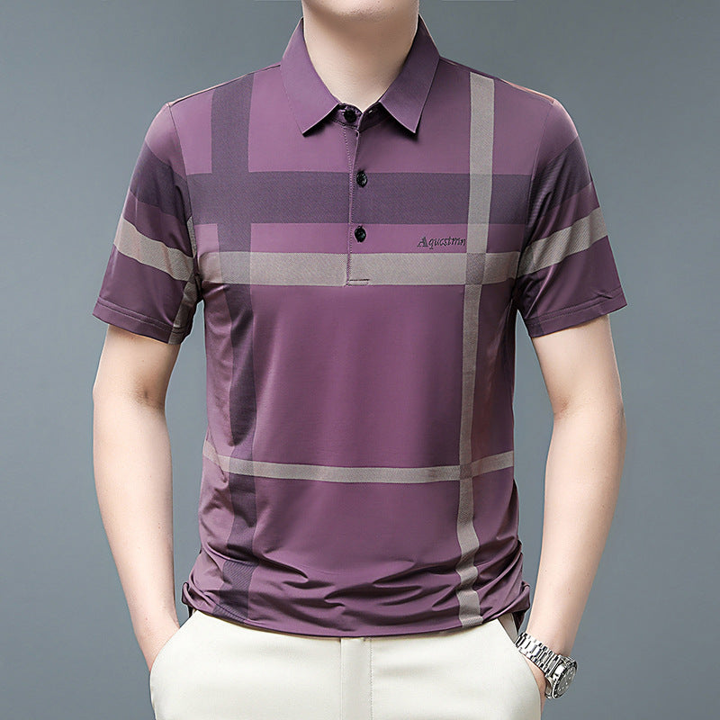 Men's Summer Striped Short Sleeve Lapel Shirt(50% OFF)