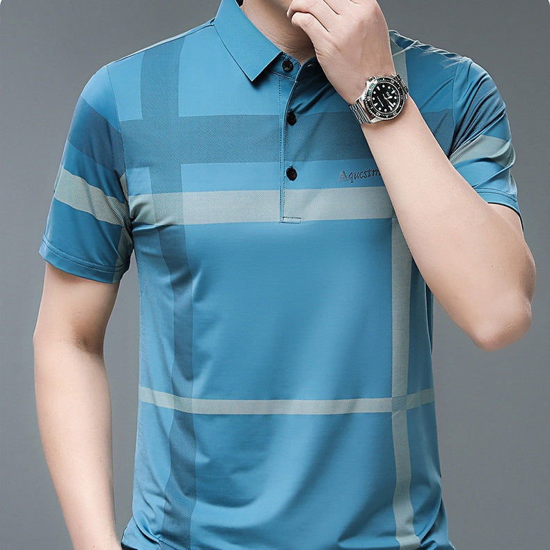 Men's Summer Striped Short Sleeve Lapel Shirt(50% OFF)