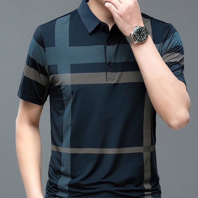 Men's Summer Striped Short Sleeve Lapel Shirt(50% OFF)