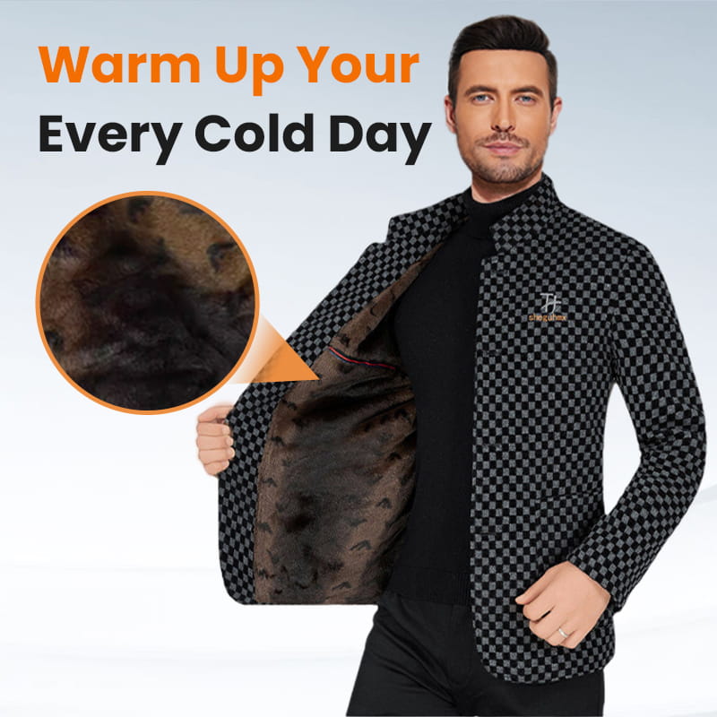Men’s Trendy Checkered Warm Jacket with Pockets