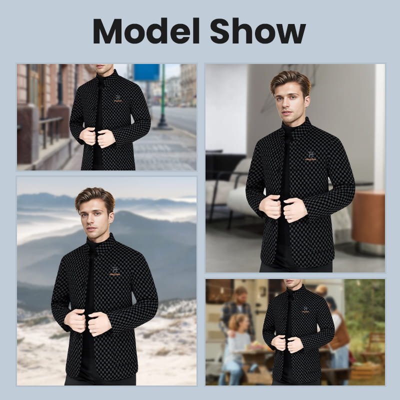 Men’s Trendy Checkered Warm Jacket with Pockets