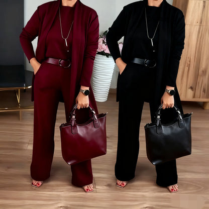 ✈️Free shipping worldwide⏳Time-Limited Special⏰Elegant 3-piece set including long cardigan, top and pants💞