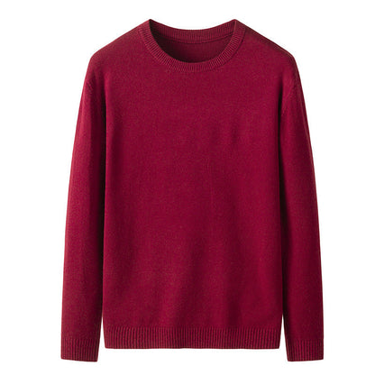 Men's solid color round neck knitted sweater