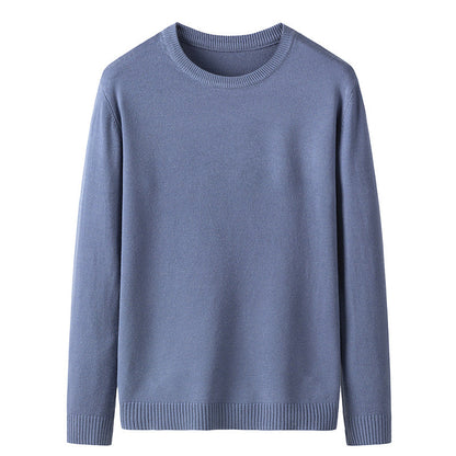 Men's solid color round neck knitted sweater