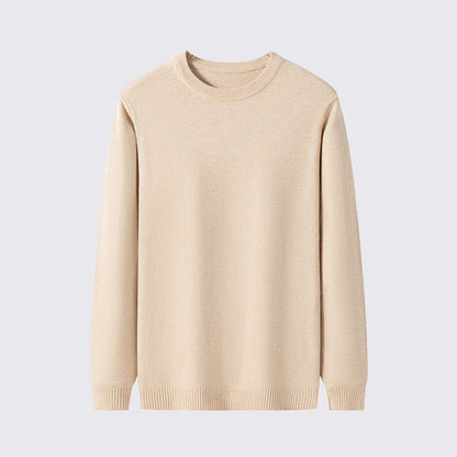 Men's solid color round neck knitted sweater