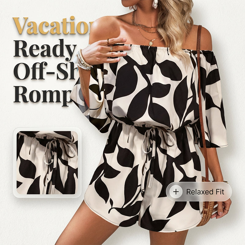 ☀️Women's Off Shoulder Shorts Jumpsuit