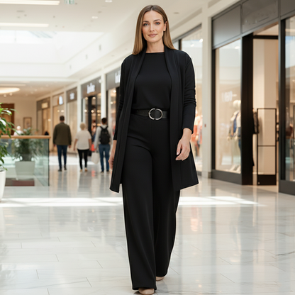 ✈️Free shipping worldwide⏳Time-Limited Special⏰Elegant 3-piece set including long cardigan, top and pants💞