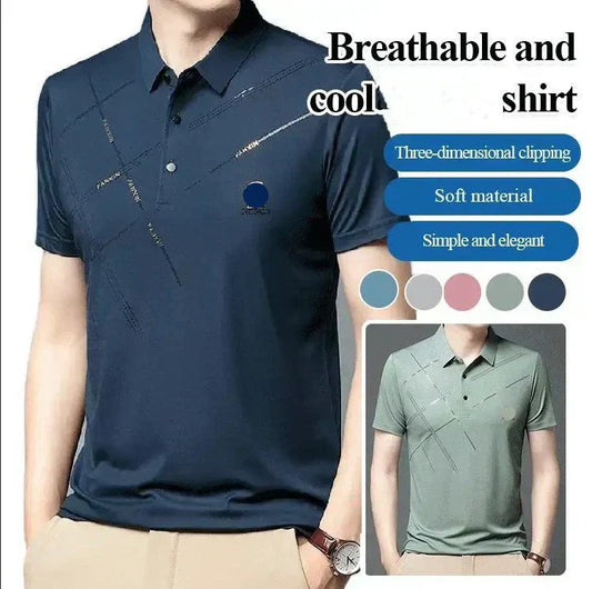 ⏳Time-Limited Special⏰Men's Ice Silk Stretch Shirt – Waterproof, Quick-Dry & Eco-Friendly – Cool Breathable Tech Fabric Shirt 🌿