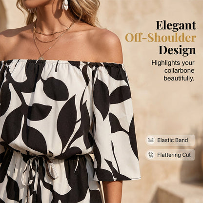 ☀️Women's Off Shoulder Shorts Jumpsuit