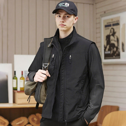 Men's Oversized Sleeveless Vest Jacket With Pockets