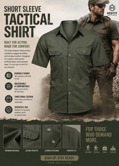💥 Limited-50% OFF Offer 👕 Men’s Short Sleeve Tactical Shirt – Sleek, Practical & Easy to Style ✨