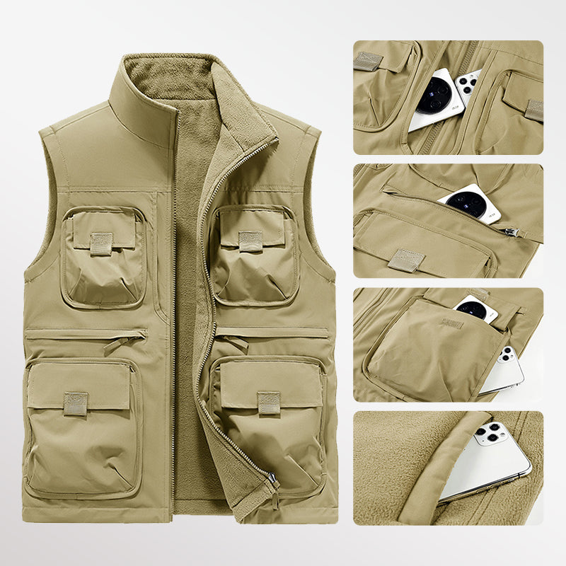 Reversible Multi-Pocket Padded Vest（50% OFF）