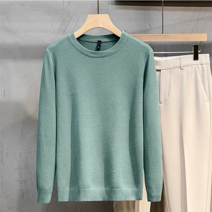 Men's solid color round neck knitted sweater