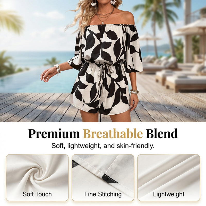 ☀️Women's Off Shoulder Shorts Jumpsuit