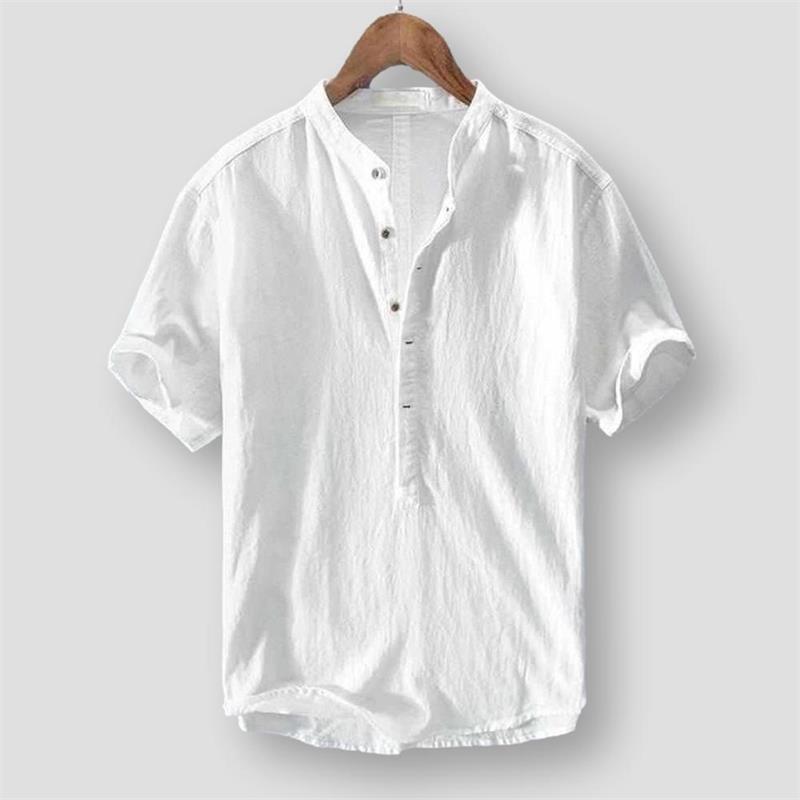👔 LIMITED-TIME 50% OFF! ✨ Men's Linen Short Sleeve Shirt – Casual, Stand Collar, 5 Sizes 🏖️