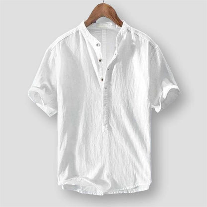 👔 LIMITED-TIME 50% OFF! ✨ Men's Linen Short Sleeve Shirt – Casual, Stand Collar, 5 Sizes 🏖️