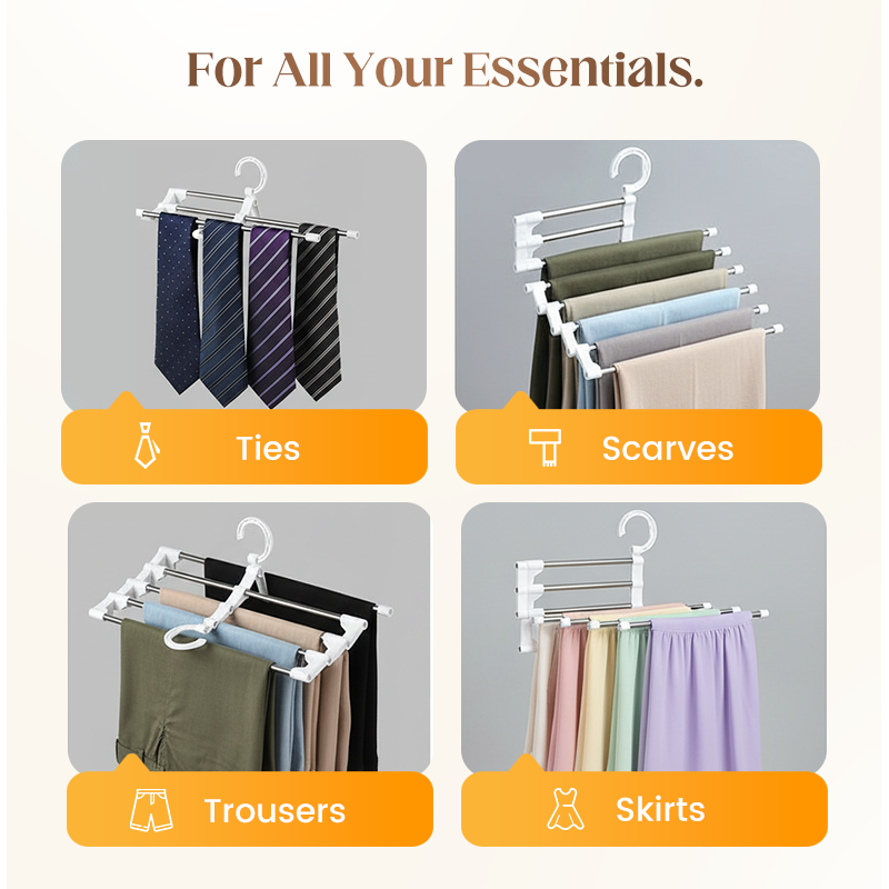 💗Special Offer Now!— Household Multifunctional Telescopic Folding Multi-layer Pants Storage Rack
