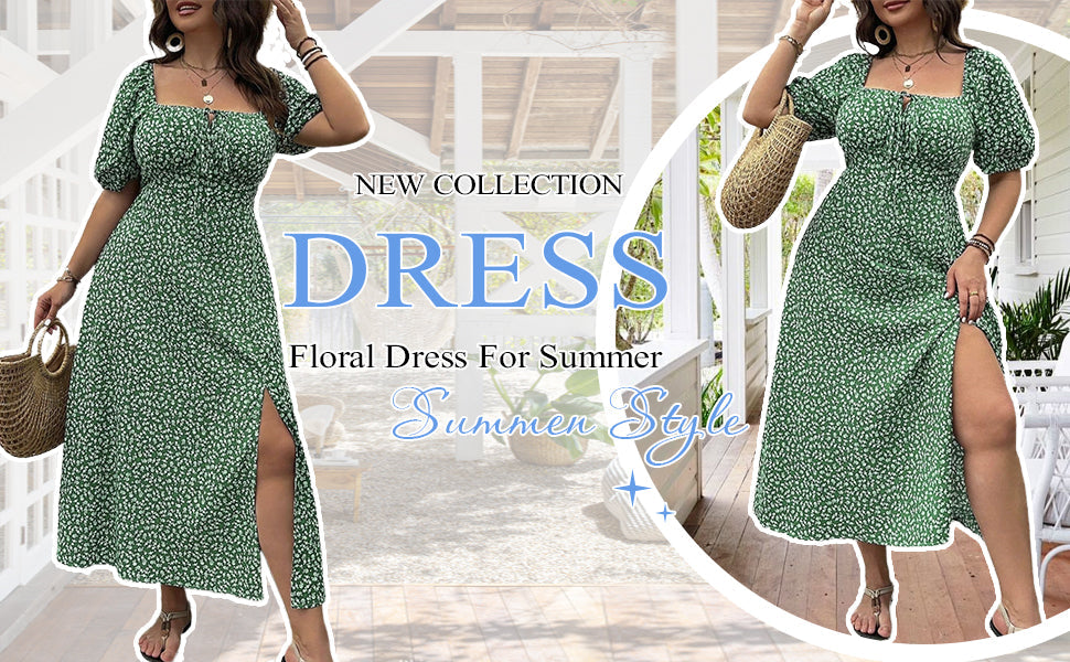 💎 FLASH SALE -50% on Plus Size Floral Maxi Dress! 💎 Bold Side Split, Soft Fabric & Effortless Boho Style for Curves✨