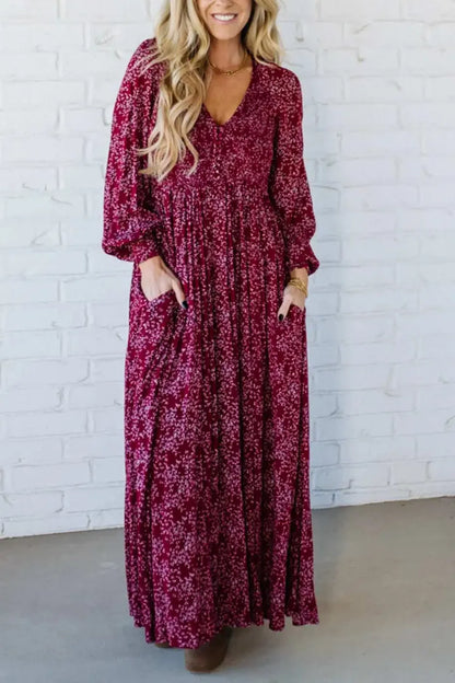 🌺50% OFF NOW! ✨ Women’s Floral Rayon Smocked-Waist Lined Maxi Dress – Flattering Fit, Lightweight Fabric & Elegant Boho Style 💃