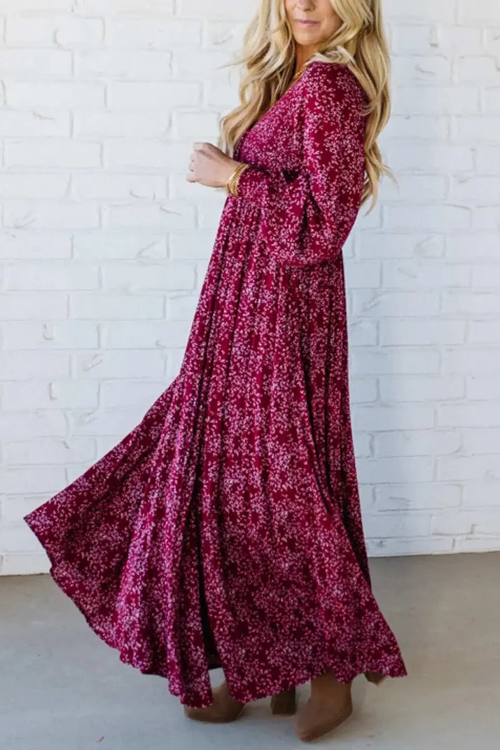 🌺50% OFF NOW! ✨ Women’s Floral Rayon Smocked-Waist Lined Maxi Dress – Flattering Fit, Lightweight Fabric & Elegant Boho Style 💃
