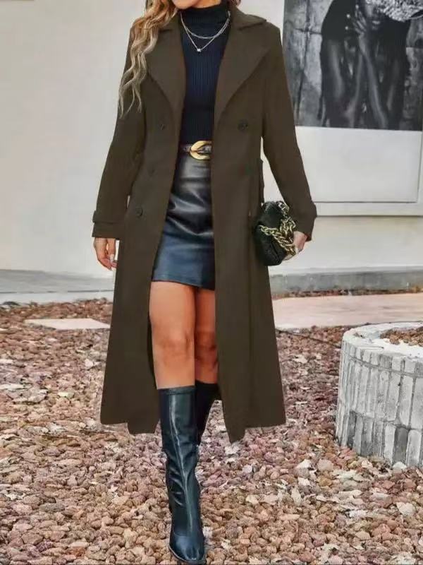 ⏳Limited-time 50% off⏰Women's Long Warm Double-Breasted Coat🧥